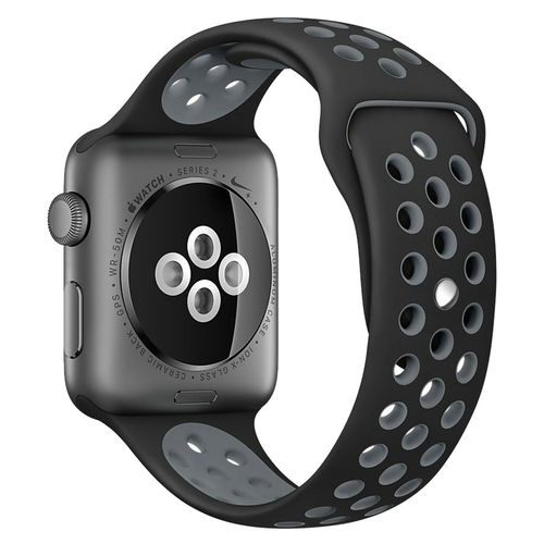 Sport Plus Silicone Band Strap for Apple Watch 38mm / 40mm / 41mm - Black (Grey)